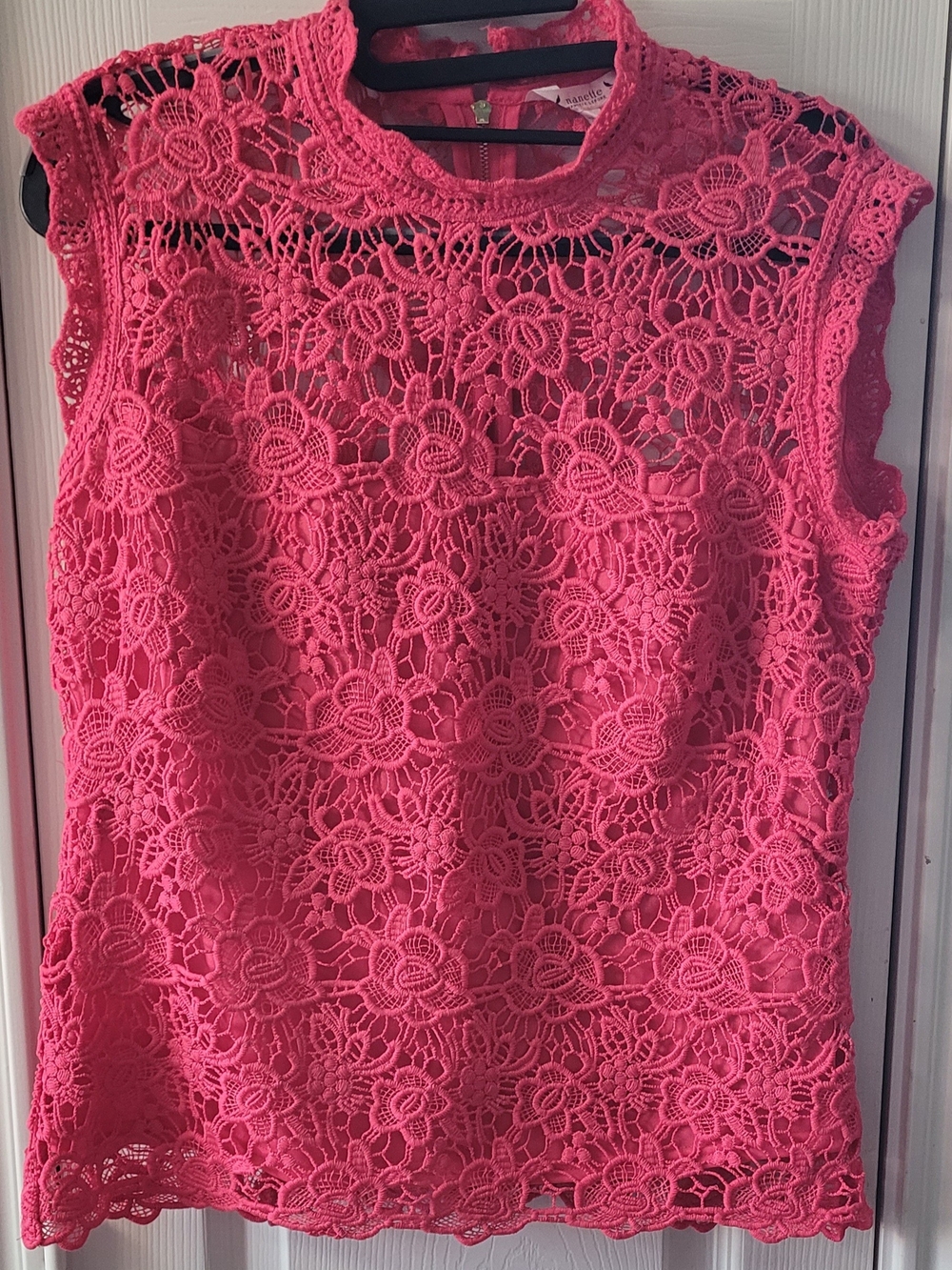 Nanette Lepore Hot Pink Floral Lace Sleeveless Camisole